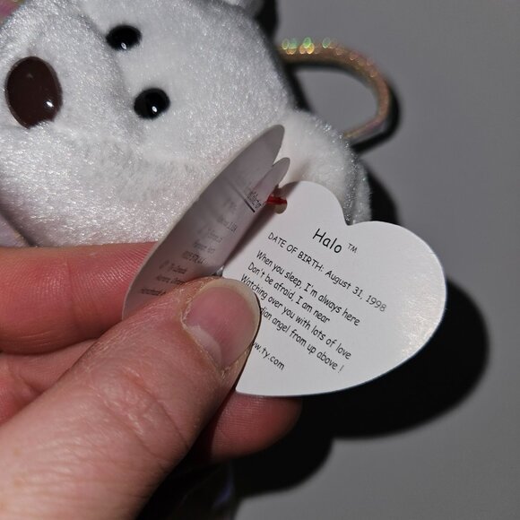 2 Ty Beanie Baby Angel Teddy Bear Lot Halo 1998 Halo II 2000 Pink Gold Ribbons - Picture 13 of 14